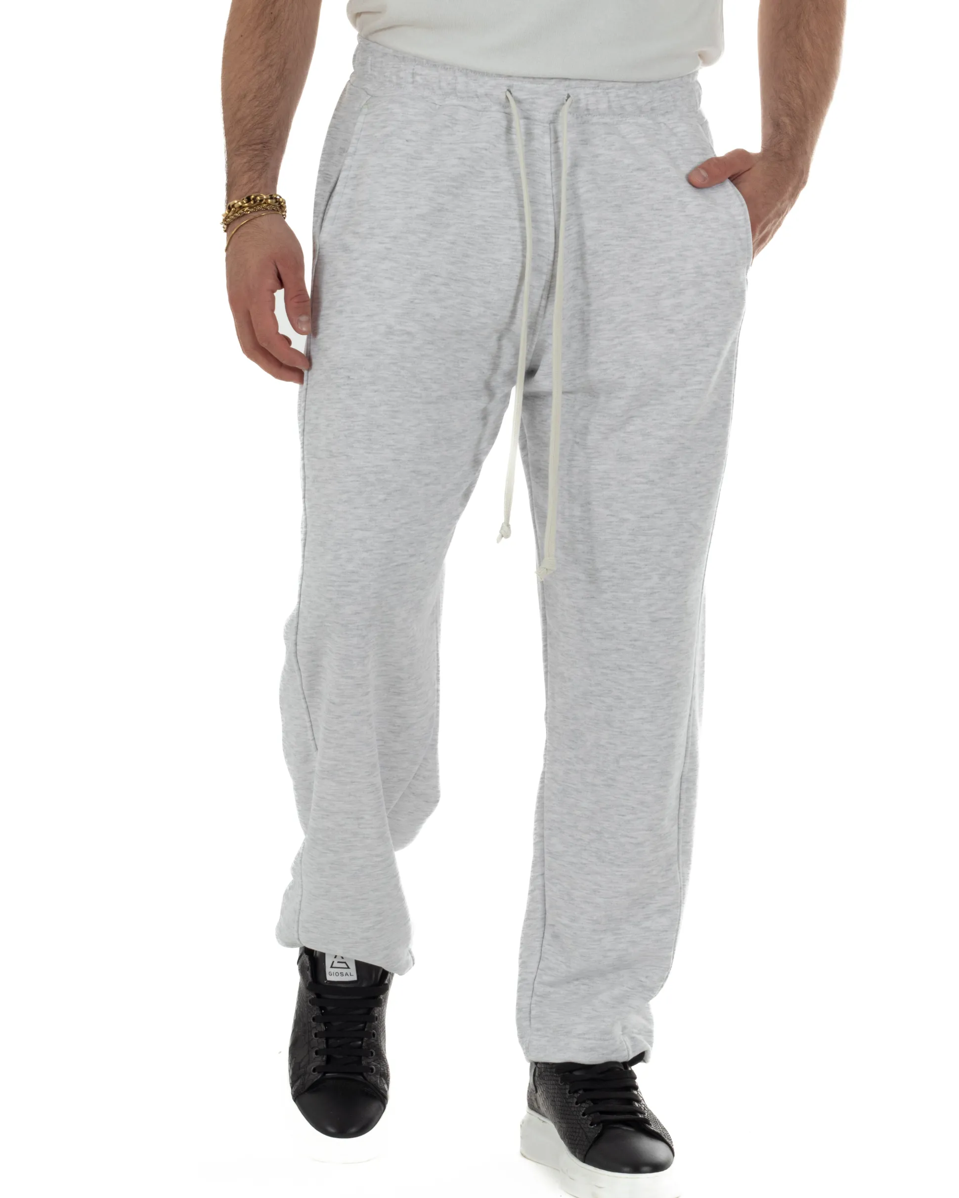Pantaloni uomo tuta balloon fit cotone leggero pantalaccio japan baggy grigio chiaro GIOSAL-P6440A