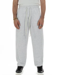 Pantaloni uomo tuta balloon fit cotone leggero pantalaccio japan baggy grigio chiaro GIOSAL-P6440A