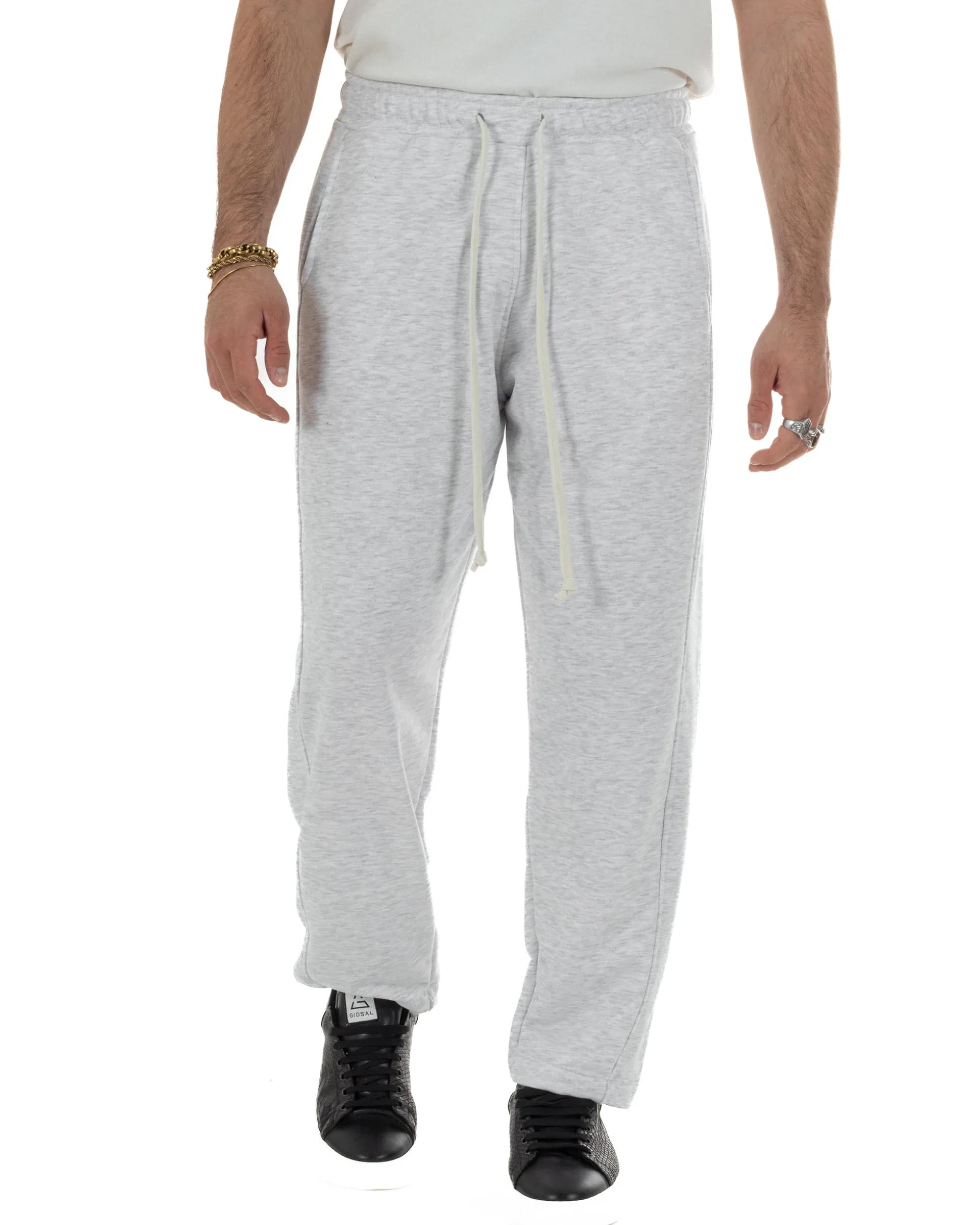 Pantaloni uomo tuta balloon fit cotone leggero pantalaccio japan baggy grigio chiaro GIOSAL-P6440A