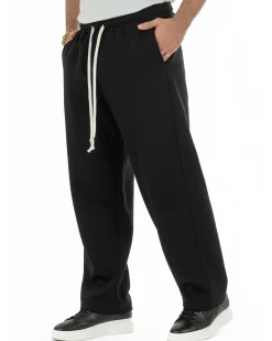 Pantaloni uomo tuta balloon fit cotone leggero pantalaccio japan baggy nero GIOSAL-P6441A