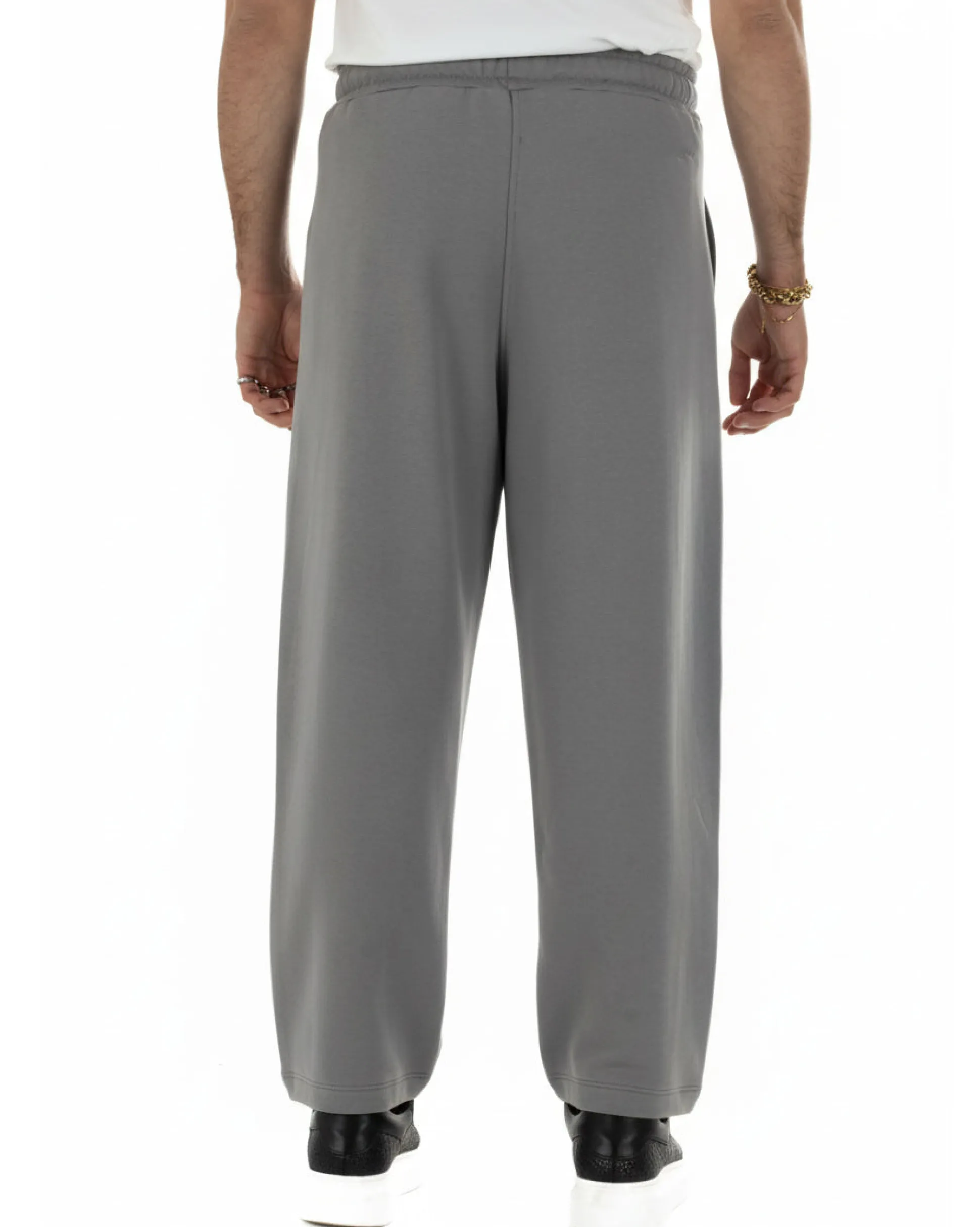 Pantaloni uomo tuta balloon fit cotone leggero pantalaccio japan baggy grigio piombo GIOSAL-P6442A