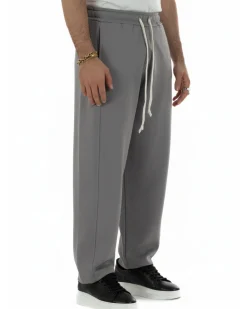 Pantaloni uomo tuta balloon fit cotone leggero pantalaccio japan baggy grigio piombo GIOSAL-P6442A