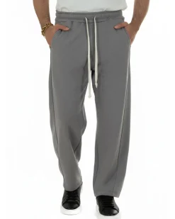 Pantaloni uomo tuta balloon fit cotone leggero pantalaccio japan baggy grigio piombo GIOSAL-P6442A