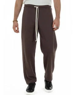 Pantaloni uomo tuta balloon fit cotone leggero pantalaccio japan baggy marrone GIOSAL-P6439A