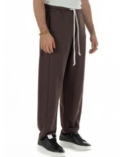 Pantaloni uomo tuta balloon fit cotone leggero pantalaccio japan baggy marrone GIOSAL-P6439A