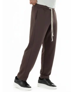 Pantaloni uomo tuta balloon fit cotone leggero pantalaccio japan baggy marrone GIOSAL-P6439A