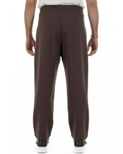 Pantaloni uomo tuta balloon fit cotone leggero pantalaccio japan baggy marrone GIOSAL-P6439A