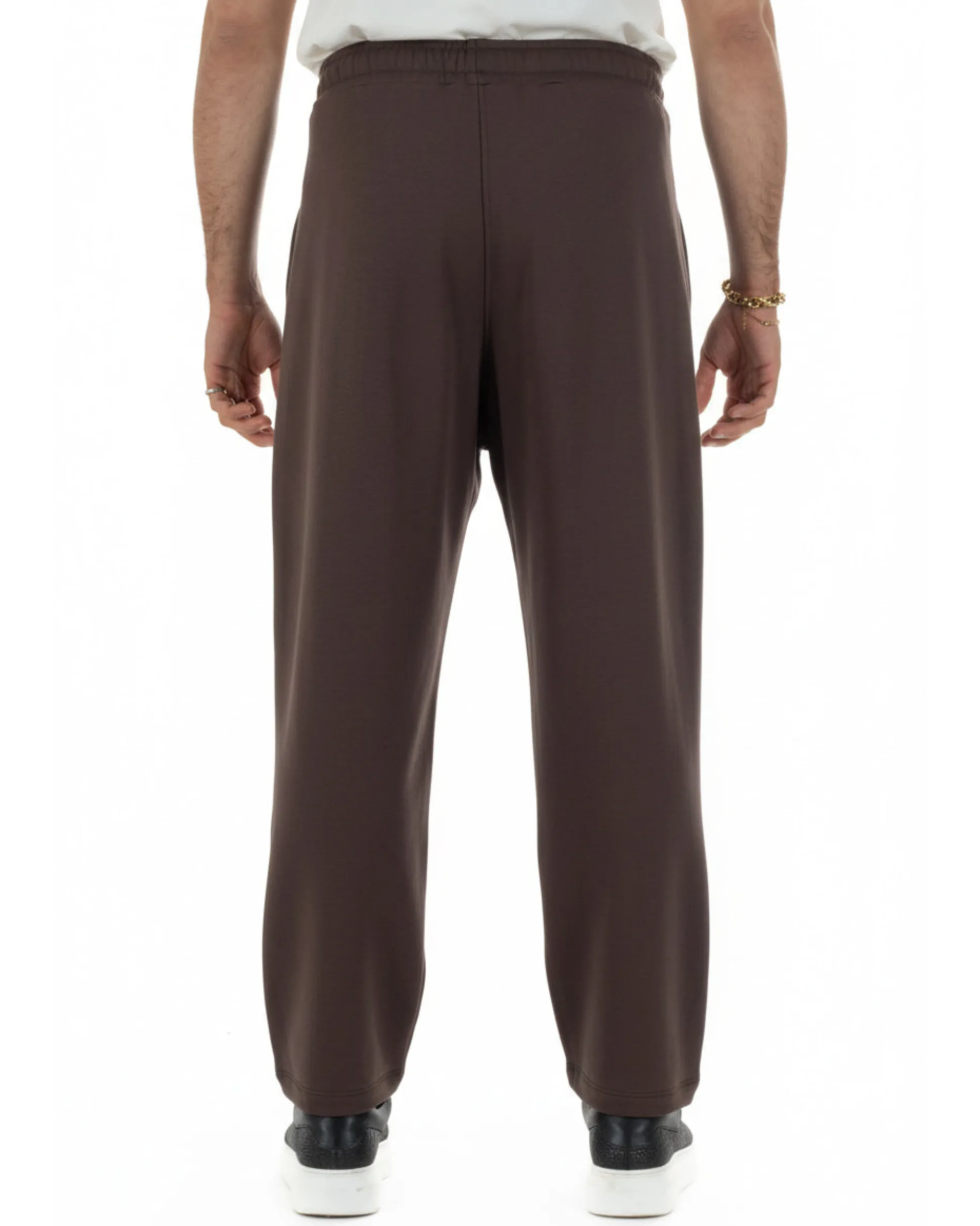 Pantaloni uomo tuta balloon fit cotone leggero pantalaccio japan baggy marrone GIOSAL-P6439A