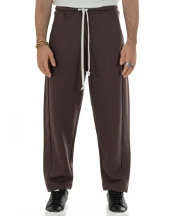 Pantaloni uomo tuta balloon fit cotone leggero pantalaccio japan baggy marrone GIOSAL-P6439A