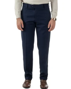 Pantaloni Uomo Viscosa Abbottonatura Allungata Elegante Classico Blu P6430A
