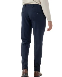 Pantaloni Uomo Viscosa Abbottonatura Allungata Elegante Classico Blu P6430A