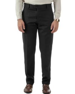 Pantaloni Uomo Viscosa Abbottonatura Allungata Elegante Classico Nero P6431A