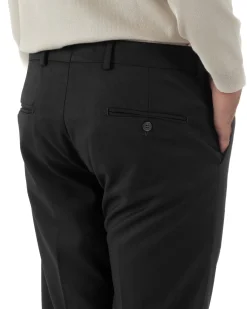 Pantaloni Uomo Viscosa Abbottonatura Allungata Elegante Classico Nero P6431A