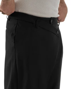 Pantaloni uomo viscosa baggy abbottonatura asimmetrica nero GIOSAL-P6465A
