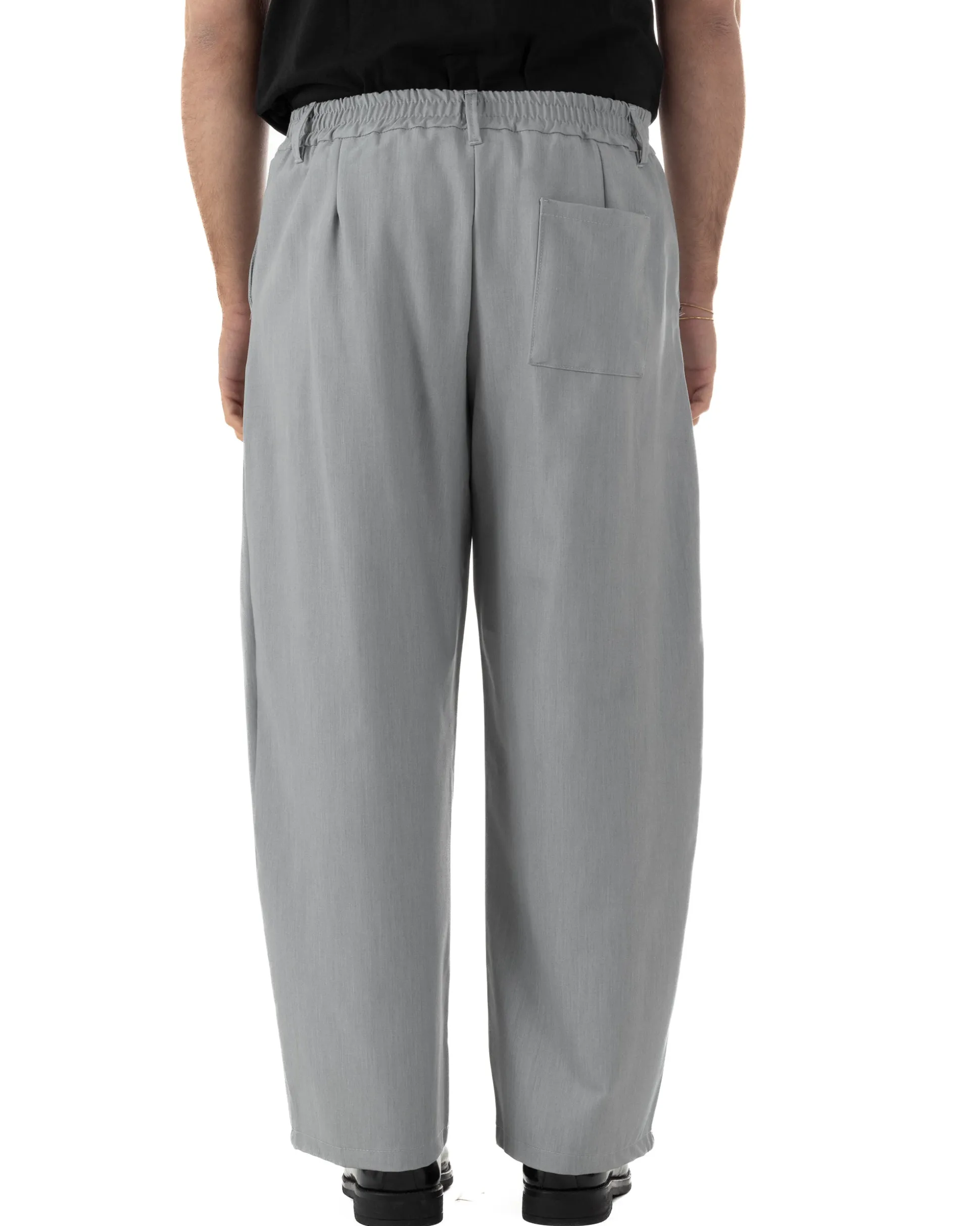 Pantaloni uomo viscosa baggy wide fit pinces estivo grigio GIOSAL-P6456A