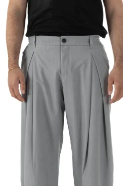 Pantaloni uomo viscosa baggy wide fit pinces estivo grigio GIOSAL-P6456A