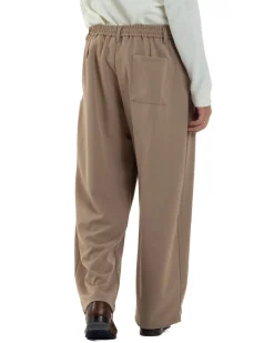 Pantaloni Uomo Viscosa Baggy Wide Fit Pinces Beige P6382A