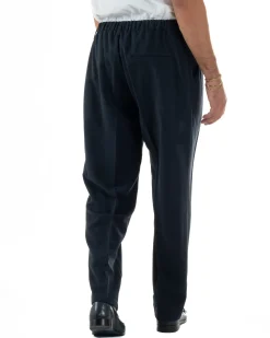 Pantaloni Uomo Viscosa Baggy Con Pinces Relaxed Fit Blu P6352A