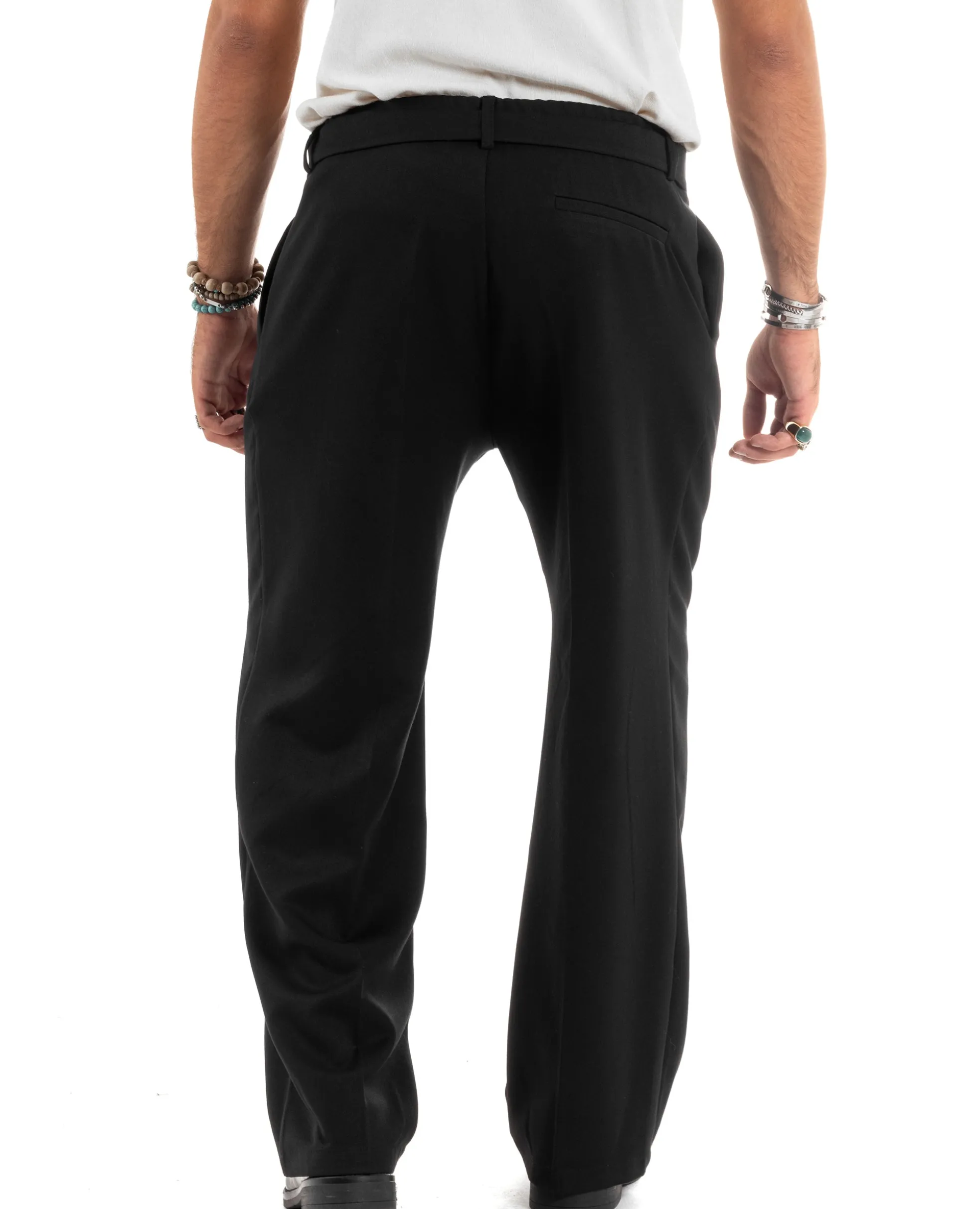 Pantaloni Uomo Viscosa Baggy Fondo Ampio Fusciacca Nero GIOSAL-P6189A