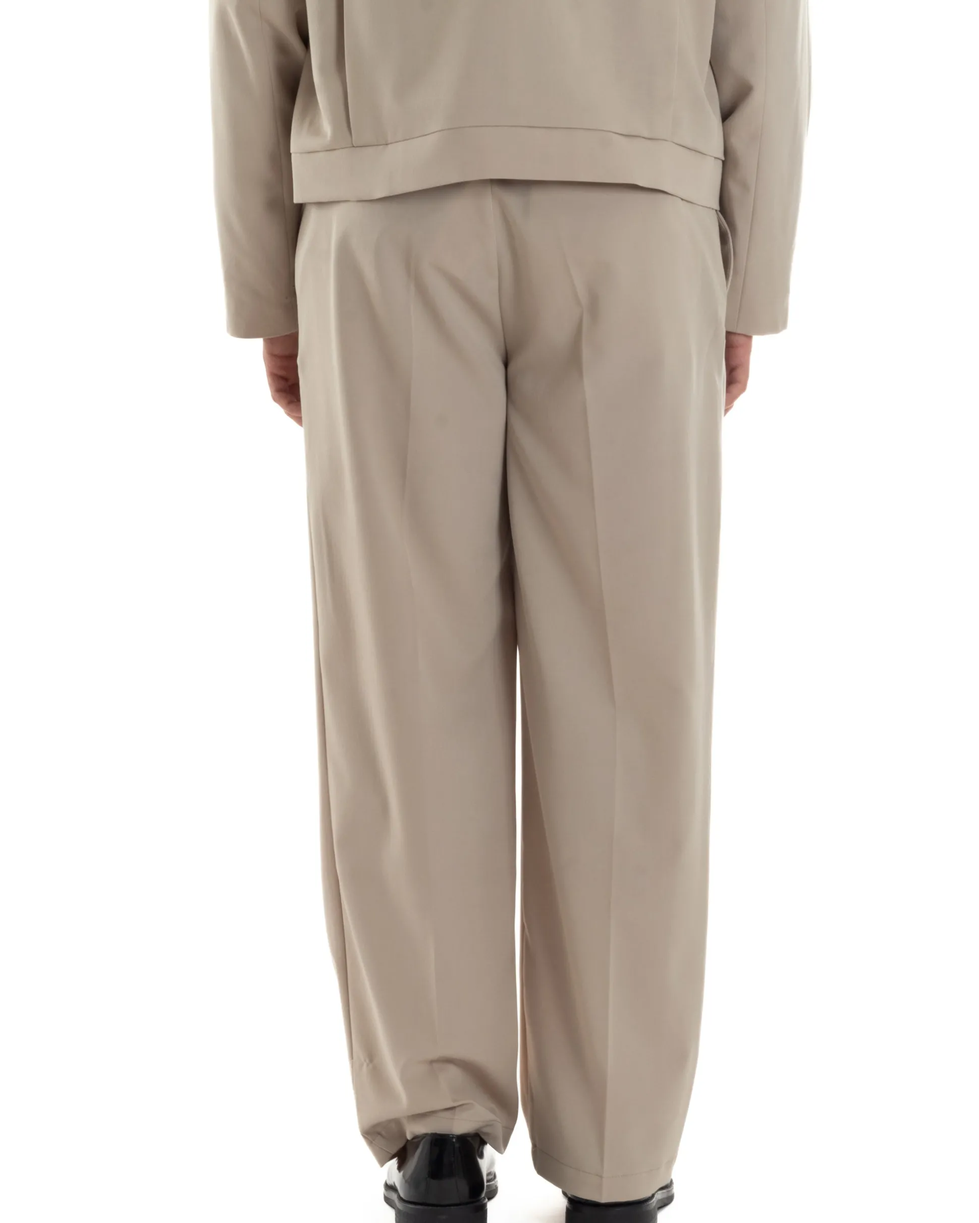 Pantaloni Uomo Viscosa Baggy Fondo Ampio Fusciacca Beige GIOSAL-P6287A