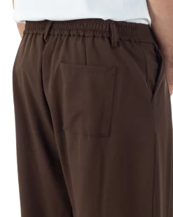 Pantaloni uomo viscosa baggy wide fit pinces estivo marrone GIOSAL-P6460A