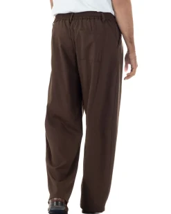 Pantaloni uomo viscosa baggy wide fit pinces estivo marrone GIOSAL-P6460A