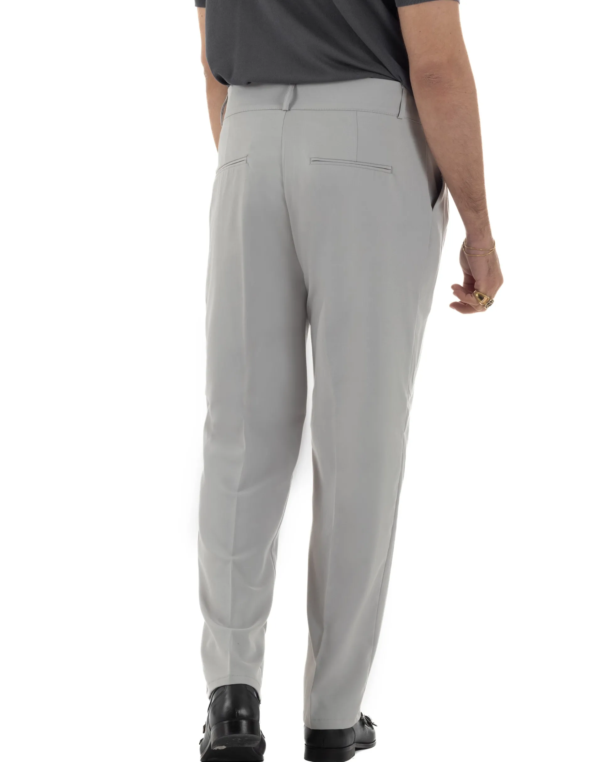 Pantaloni uomo viscosa baggy fondo ampio vita alta pinces grigio GIOSAL-P6482A