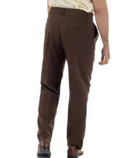 Pantaloni uomo viscosa baggy fondo ampio vita alta pinces marrone GIOSAL-P6481A