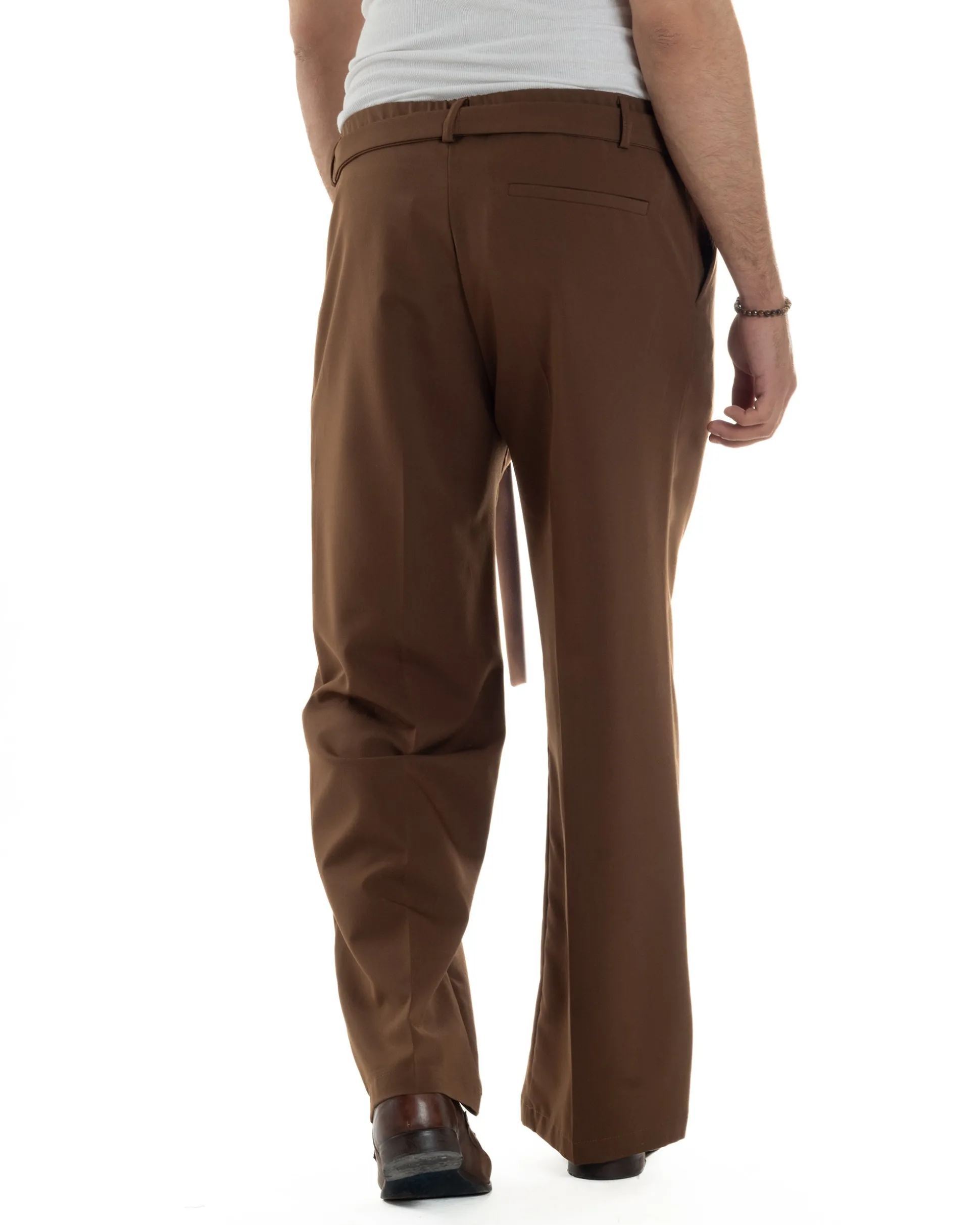 Pantaloni Uomo Viscosa Baggy Fondo Ampio Fusciacca Marrone GIOSAL-P6288A