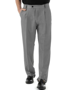 Pantaloni uomo viscosa baggy fondo ampio elastico sul retro abbottonatura allungata grigio GIOSAL-P6261A