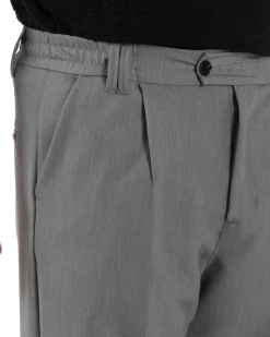 Pantaloni uomo viscosa baggy fondo ampio elastico sul retro abbottonatura allungata grigio GIOSAL-P6261A
