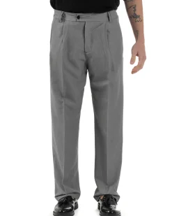 Pantaloni uomo viscosa baggy fondo ampio elastico sul retro abbottonatura allungata grigio GIOSAL-P6261A