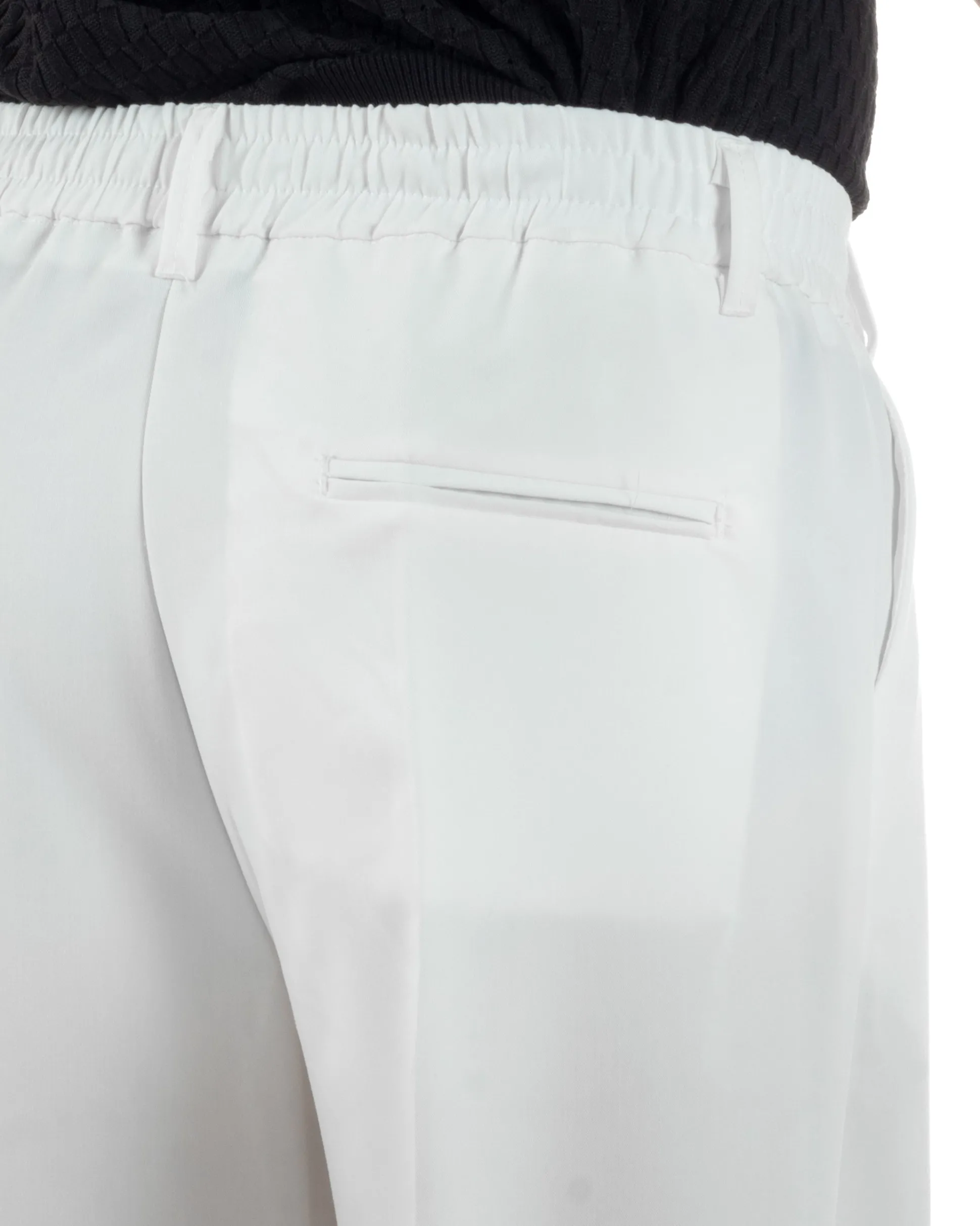 Pantaloni uomo viscosa baggy fondo ampio elastico sul retro abbottonatura allungata bianco GIOSAL-P6259A