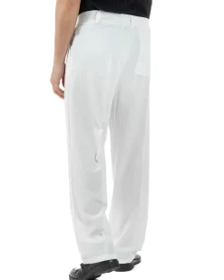 Pantaloni uomo viscosa baggy fondo ampio elastico sul retro abbottonatura allungata bianco GIOSAL-P6259A