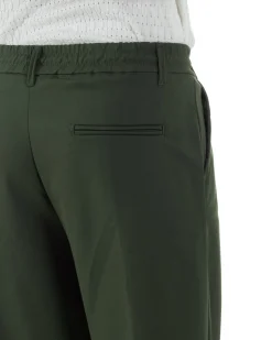 Pantaloni uomo viscosa baggy fondo ampio elastico sul retro abbottonatura allungata verde GIOSAL-P6256A