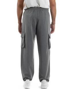 Pantaloni Uomo Viscosa Cargo Baggy Tinta Unita Grigio P6359A