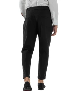 Pantaloni Uomo Viscosa Fibbia Abbottonatura Allungata Gurkha Pants Nero BlackSunday P6379A