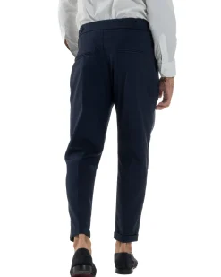 Pantaloni Uomo Viscosa Fibbia Abbottonatura Allungata Gurkha Pants Blu BlackSunday P6381A
