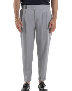Pantaloni uomo viscosa fibbia abbottonatura allungata gurkha pants grigio BlackSunday P6497A