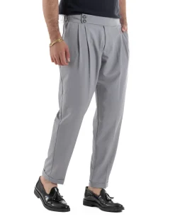 Pantaloni uomo viscosa fibbia abbottonatura allungata gurkha pants grigio BlackSunday P6497A