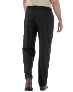Pantaloni uomo viscosa leggero fondo largo baggy con pinces nero GIOSAL-P6471A