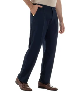 Pantaloni uomo viscosa leggero fondo largo baggy con pinces blu GIOSAL-P6470A