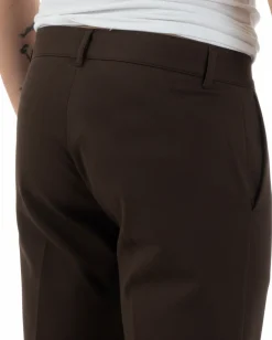 Pantaloni uomo viscosa leggera abbottonatura allungata tasche america classico marrone GIOSAL-P6468A