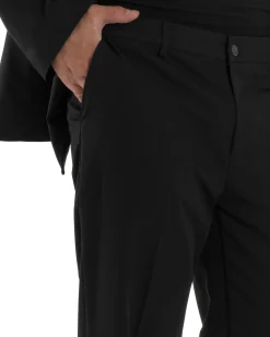Pantaloni Uomo Viscosa Palazzo Gamba Larga Spacchi Al Fondo Ampio Jogger Comodo Casual Tinta Unita Nero GIOSAL-P6297A
