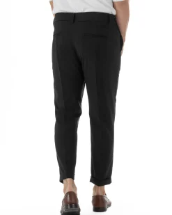 Pantaloni uomo viscosa pinces classico abbottonatura allungata estivo nero GIOSAL-P6454A