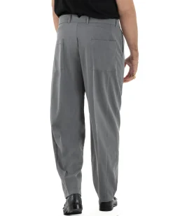 Pantaloni uomo viscosa pinces barrel fit strutturato piombo GIOSAL-P6475A