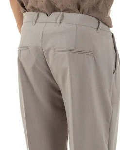 Pantaloni Uomo Viscosa Tasche America Doppia Pinces Comodo Balloon Fit Casual Tinta Unita Beige GIOSAL-P6240A