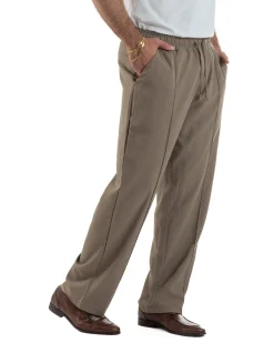 Pantaloni uomo viscosa wide leg coulisse pantalaccio nervatura beige GIOSAL-P6490A