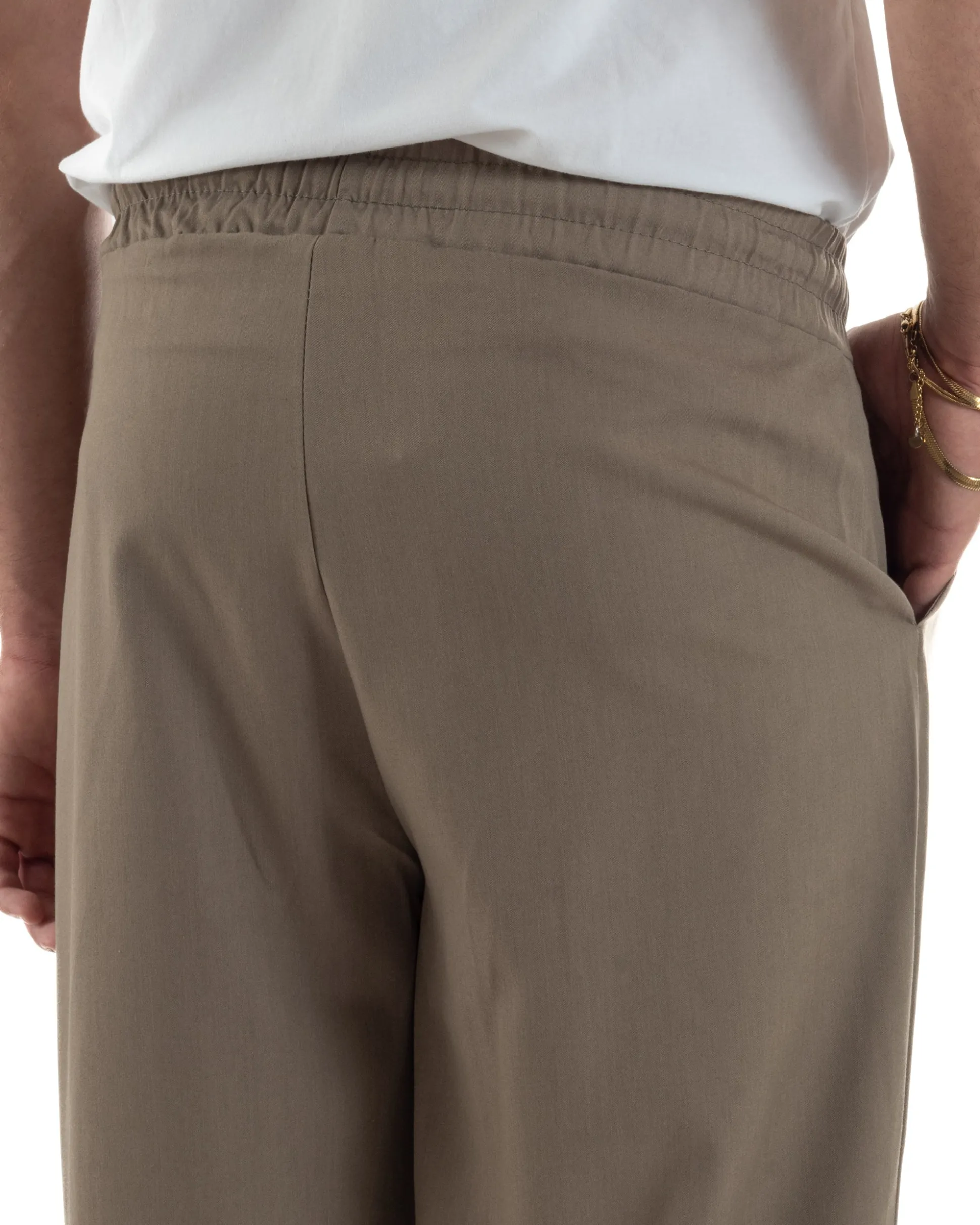 Pantaloni uomo viscosa wide leg coulisse pantalaccio nervatura beige GIOSAL-P6490A