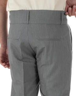 Pantaloni uomo vita alta con pinces classico bustino abbottonatura allungata casual viscosa estivo grigio GIOSAL-P6451A